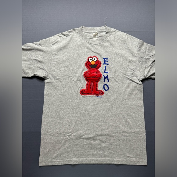 Vintage 90s Elmo Sesame Street Single Stitched T Shirt Grey  XL - Picture 1 of 5